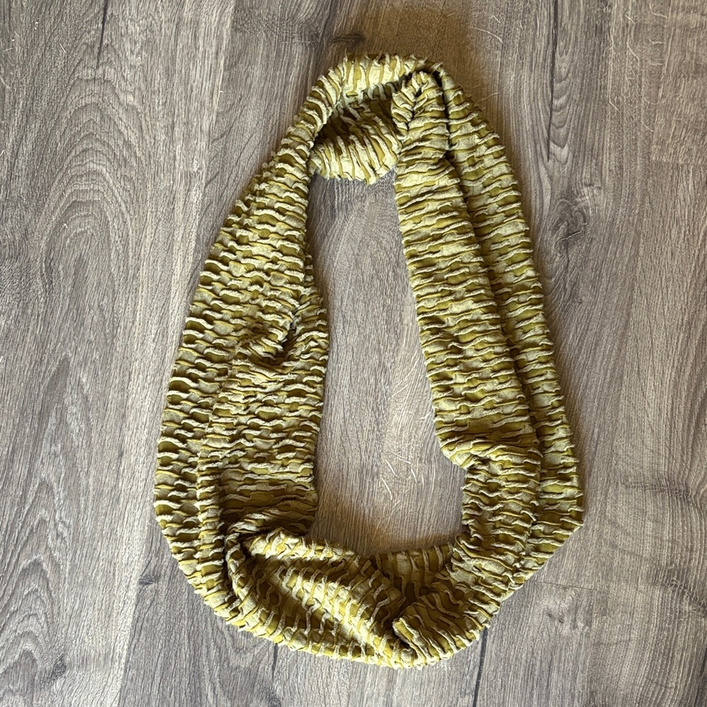Olive Green Textured Infinity Scarf